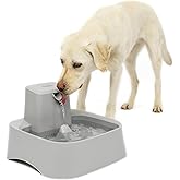 PetSafe Oasys Dog Water Fountain, 2 Gallon, Filtered, for Large Dogs | Also for multi-pet homes. Large open bowl, adjustable flow, dishwasher-safe parts, carbon &amp; foam filters included