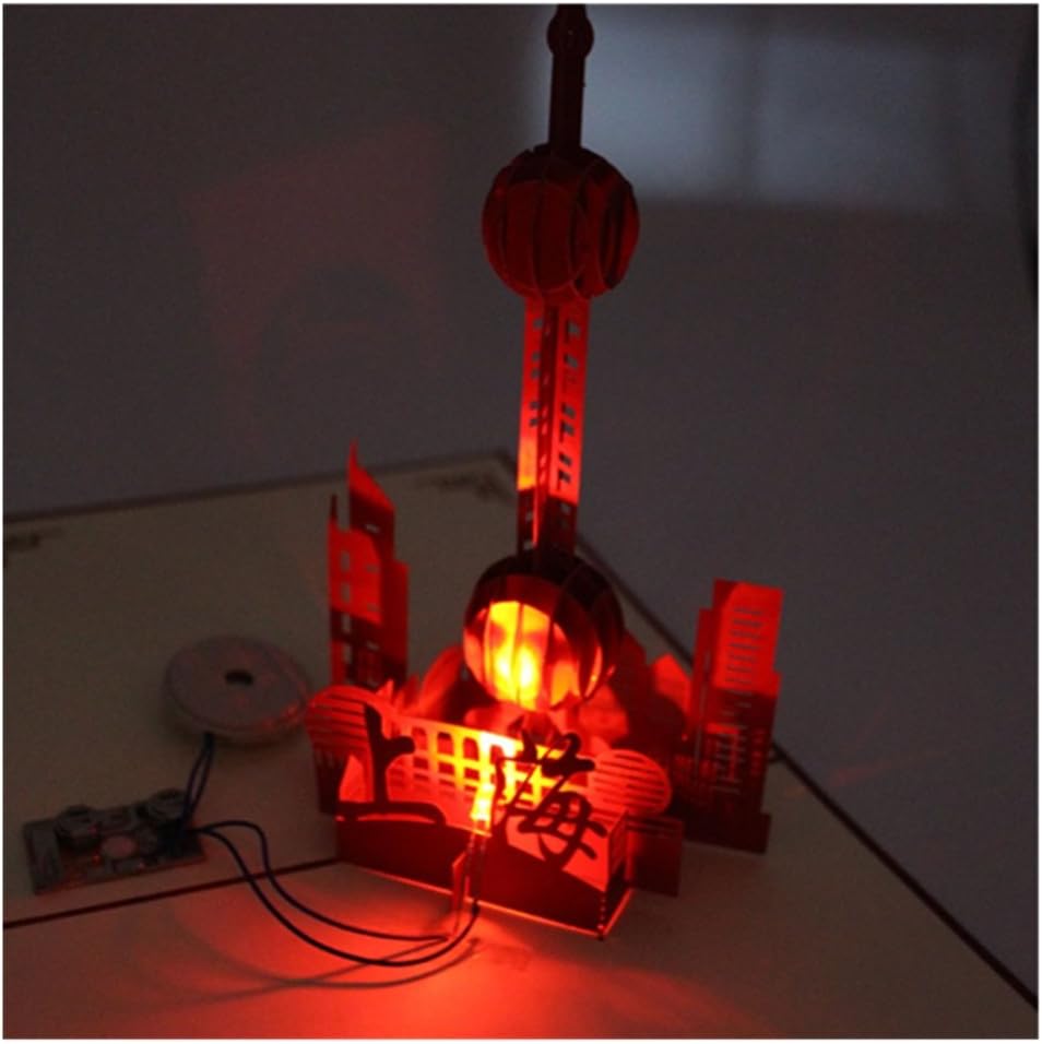 New 3D Pop Up Greeting Card, Cooliya Hand-made Light Up Music Gift Card For Birthday Christmas (E)