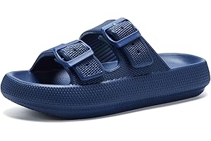 welltree Slides for Women Men Pillow Slippers Double Buckle Adjustable Sandals EVA Recovery Slides
