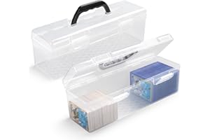 SUNEZLGO Storage Box For Toploader, Trading Card Storage Box, Card Storage Box Plastic, Playing Card Case, Large For Toploaders 200 Cards 750, Fit For Toploader and Standard Card
