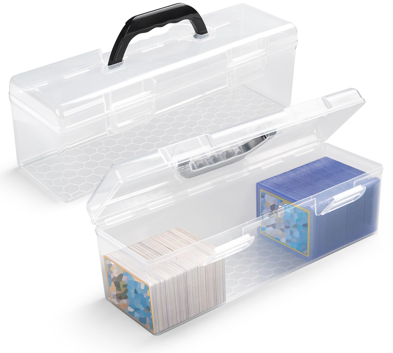 SUNEZLGO Storage Box For Toploader, Trading Card Storage Box, Card Storage Box Plastic, Playing Card Case, Large For Toploaders 200 Cards 750, Fit For Toploader and Standard Card