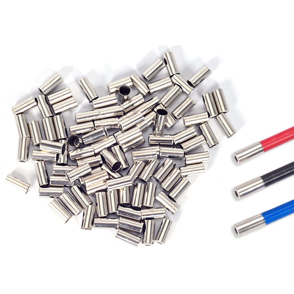 Vientiane Metallic Brake End Cap Ferrule, 50 Pieces 5mm Sleeves Brake Cable End Housing Sleeves for Bicycle Brake Cable Shift Cable (Silver)