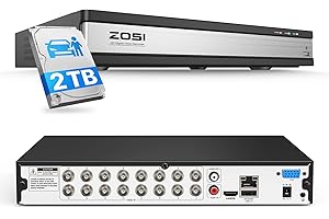 ZOSI H.265+ Full 1080P 16 Channel Hybrid 4-in-1 Surveillance CCTV DVR with 2TB HDD for 960H,CVI,TVI,AHD Home Surveillance Cameras,with Remote View,Motion Detection