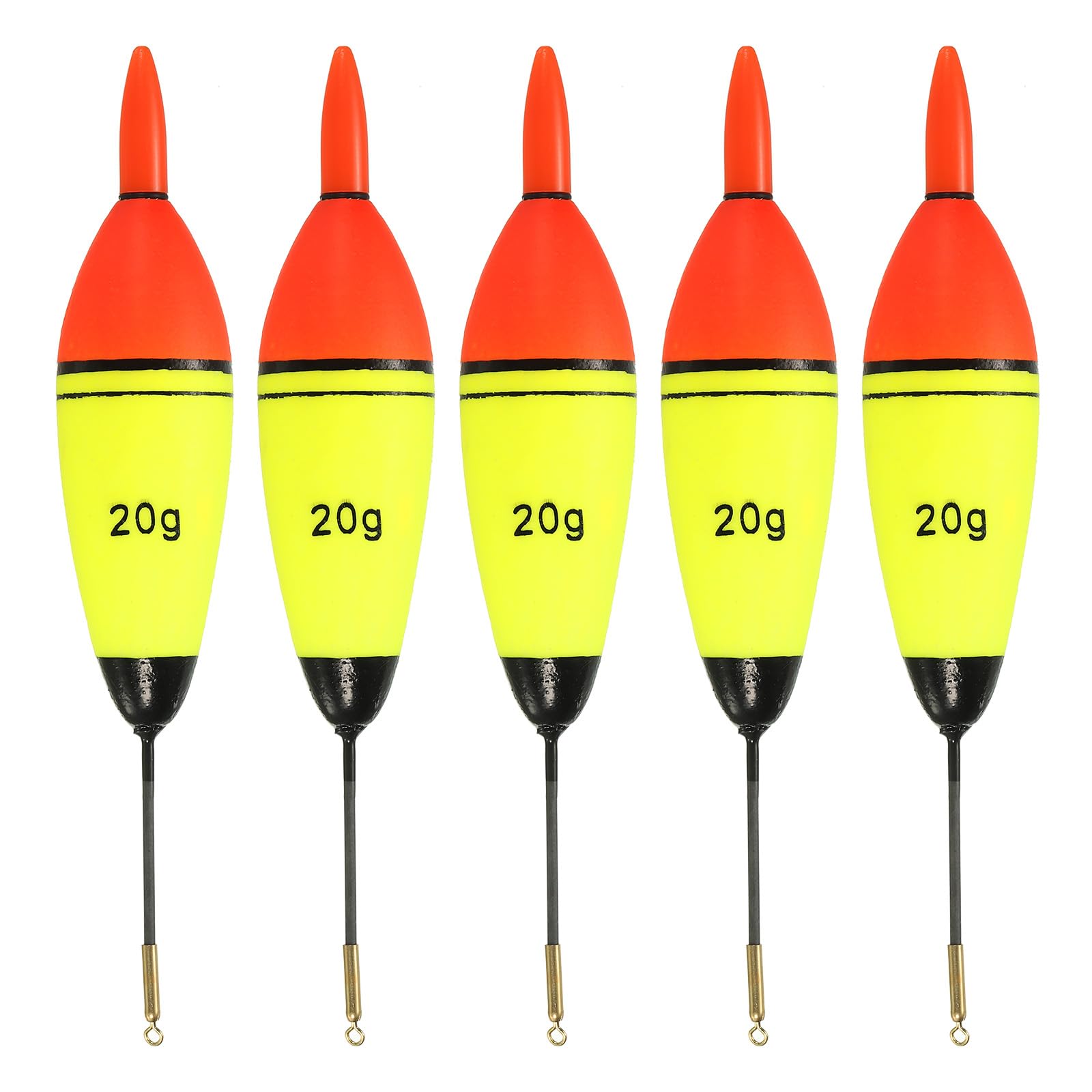 PATIKIL 0.5oz Lighted Fishing Slip Bobbers, 5 Pack EVA Light Up in Red Fishing Float for Night Fishing