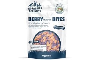 No Furries Delights Treats, 100% All Natural Mini Bites For Rabbit Hamster Guinea Pig Chinchilla Pet Rat Mice Gerbil Bird, Healthy Enrichment Bonding Rewarding Training (Berrylicious Variety Pack 50g)