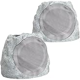 JMJEAN Outdoor Speakers Bluetooth Waterproof Patio TWS Connection Outdoor Bluetooth Speakers Wireless Solar Powered and Rechargeable Rock Speaker for Patio Pool,Backyard (Gray Marble, 2 Pack)