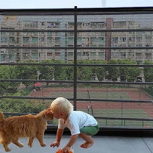 Photo 1 of Banister Guard-10ft X 3ft Thick Balcony Safety Net for Kids Pet Balcony Guard Balcony Netting for Pets Rail Net for Balcony Apartment Cat Netting Safety Netting for Railings Stair Guard (Black)