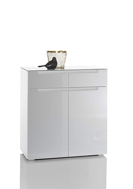 Stella Trading Tiger Kommode, Holzdekor, Weiß, ca. 80 x 87 x 42 cm