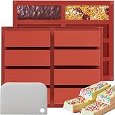 Gobrevv Chocolate Silicone Molds For Baking, Granola Cereal Candy Bar Mold | 8 Cavity, 1 Inch Deep Candy Bar Mold, Easy Release, Dishwasher Safe, BPA Free, Homemade Food，Rectangle