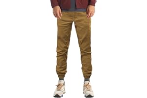Southpole Boys' Cotton Twill Jogger Pants, Elastic Band Waist and Bottom, Age 8-18