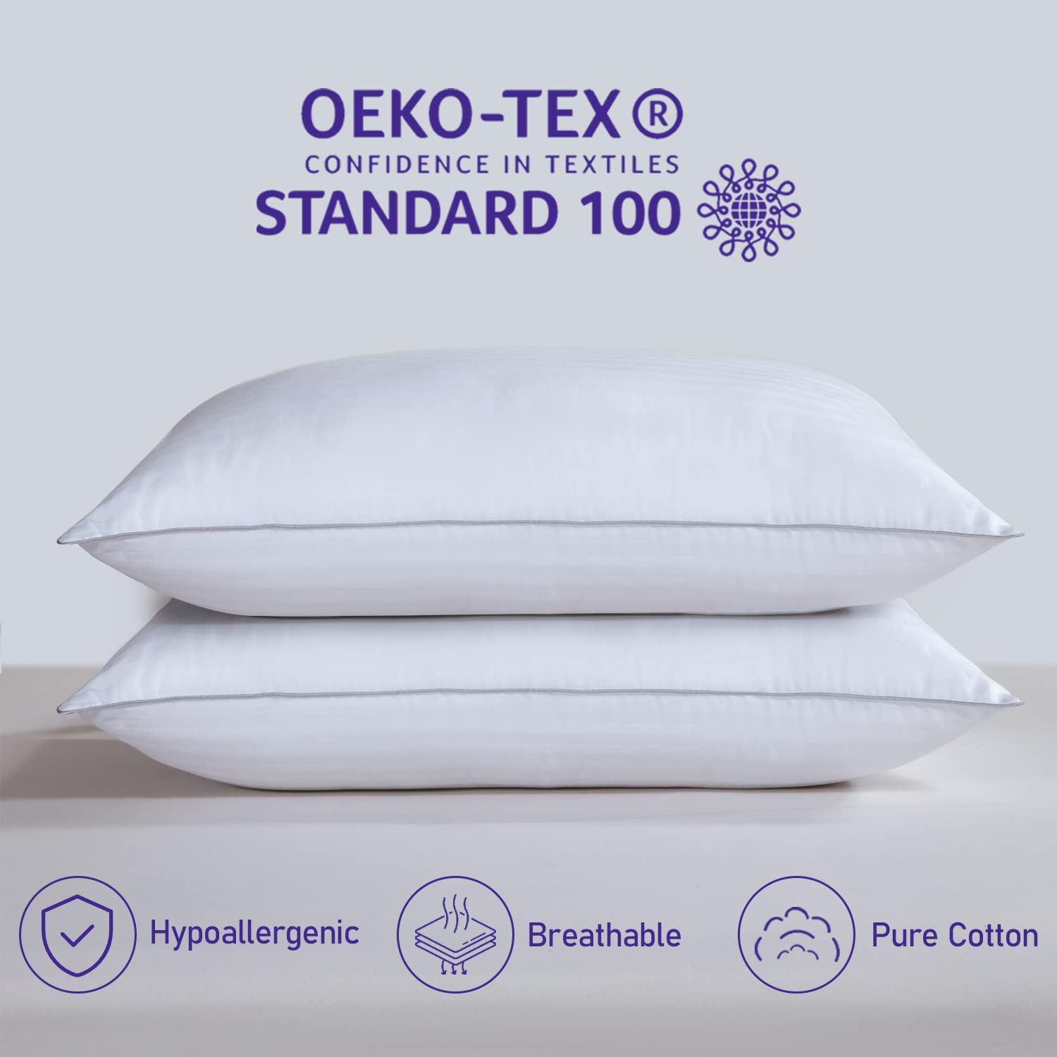 HOMELAB 2 Pack Queen Pillows for Sleeping 100 Breathable Cotton, Soft Plush Down Alternative