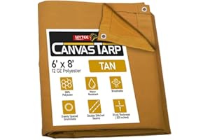 Mytee Products 6' x 8' Tan Canvas Tarp 12oz Heavy Duty Water Resistant