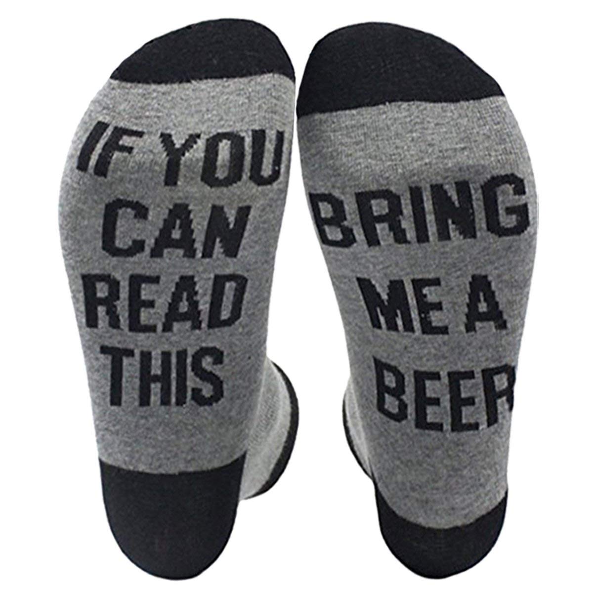Himozoo If You Can Read This Bring Me Beer Socks Luxury Cotton Novelty Funny Socks - Perfect Gifts for Husbands Dad Boyfriends Mens