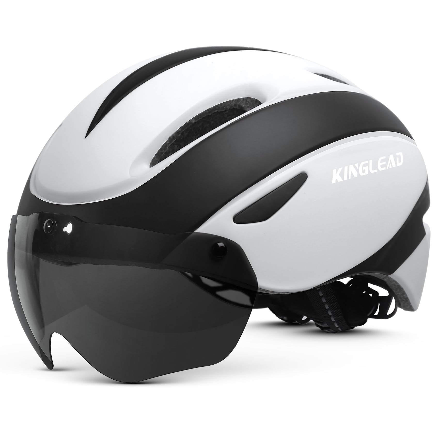 Men's Bike Helmet, KINGLEAD CE Certified Women's Bike Helmet with Detachable Magnetic Goggles Adjustable Breathable Adult Mountain Bike Helmet Road Scooter (KL-001)