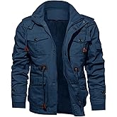 TACVASEN Men's Winter Jacket Cotton Military Jackets Fleece Lined Thick Work Warm Cargo Coats with Hooded