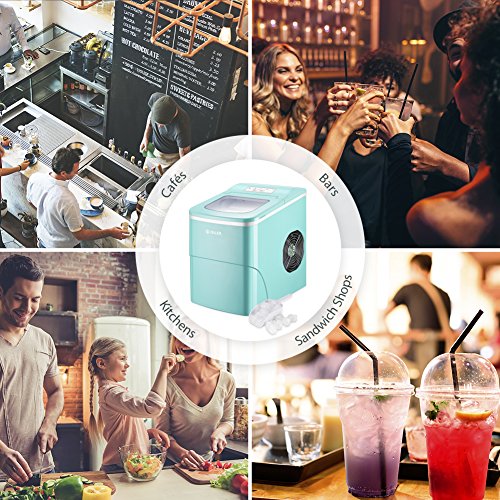 Portable Ice Maker, iSiLER Counter Top Ice Maker Machine Makes 26.4 lbs of Ice per 24 hours, 9 Ice Cubes ready in 7 Minutes, X L Ice Cubes Size Electric Ice Maker with Ice Scoop and 1.5 lb Ice Storage