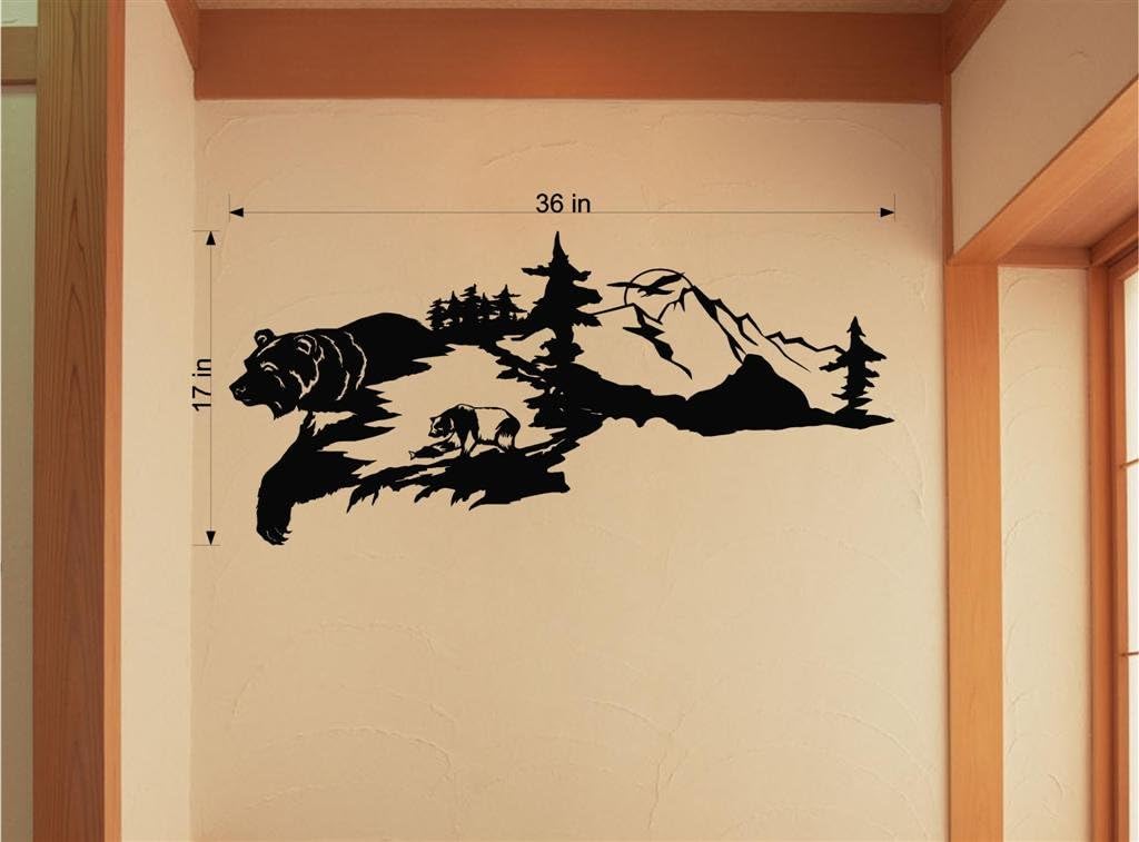 Bear Animal Vinyl Wall Art Rustic Cabin Lodge Mountains Hunting Sticker Decal Wall Decor Stickers Amazon Com