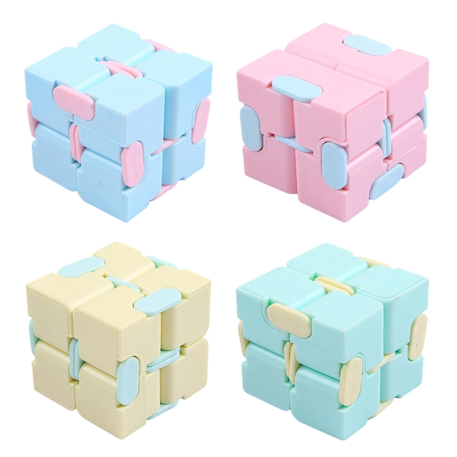FveVqe 4PCS Infinity Cube, Fidget Cubes for Adults, Stress Relief Cube for Office Work and Classroom Focus, Portable 8x4x2 cm(Multicolored)