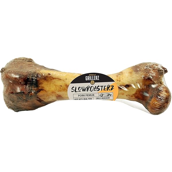 GRILLERZ PORK FEMUR BONE, 1 COUNT, RAWHIDE FREE, ALL NATURAL TREAT FOR ALL BREEDS, GLUTEN FREE, LONG LASTING, EASY TO DIGEST, FOR ADULT LIFE STAGES, DOG CHEW FOR HEALTHY TEETH