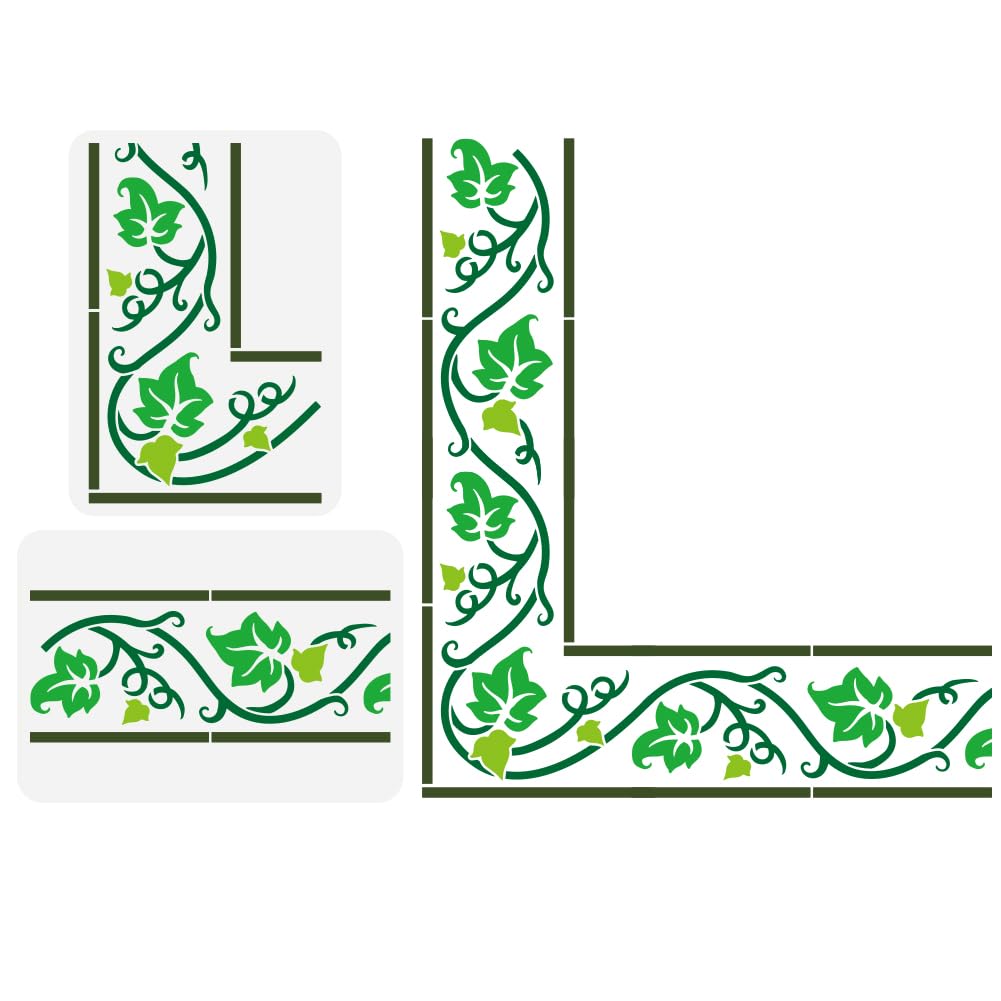 FINGERINSPIRE 2PCS Ivy Medieval Border Painting Stencil 21x29.7cm Large Ivy Vines Stencil for Painting Leaf Leaves Drawing Template Plants Theme for DIY Home Wall Furniture Decoration