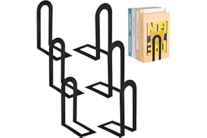 Chunful 6 Pcs Modern Metal Book Ends for Shelves Decorative Small Bookends Book Shelf Organizer Minimalist Design Stopper to Hold Books for Home Office (5.5 * 3.75 * 2.25inch,Black)