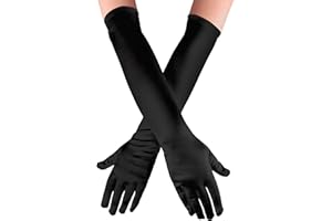 Kangaroo Long Opera Gloves for Women - 1 Pair Satin Tea Party Evening Gloves for Women Formal 1920s Dress, New Year Parties