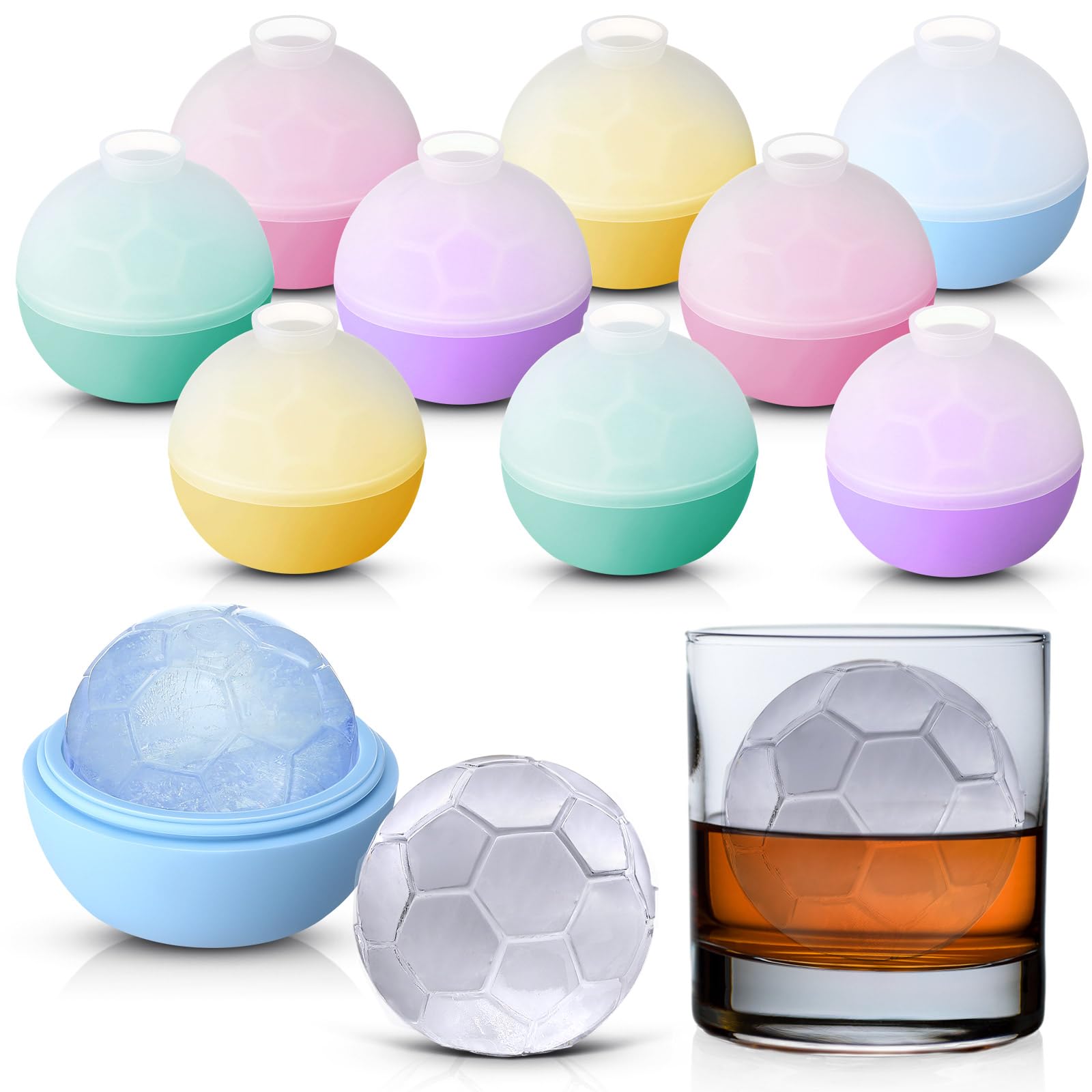 Photo 1 of ****Factory Seal****
Vesici Pcs Ice Ball Maker Mold for Whiskey Cocktails 1.9” Soccer Individual Ice Cube Mold with Lids Silicone Sphere Tray Molds Gifts for Chilling Beverages Drinks
