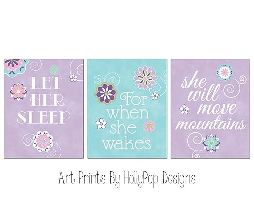 Amazon Com Let Her Sleep Nursery Wall Art Purple Aqua Nursery