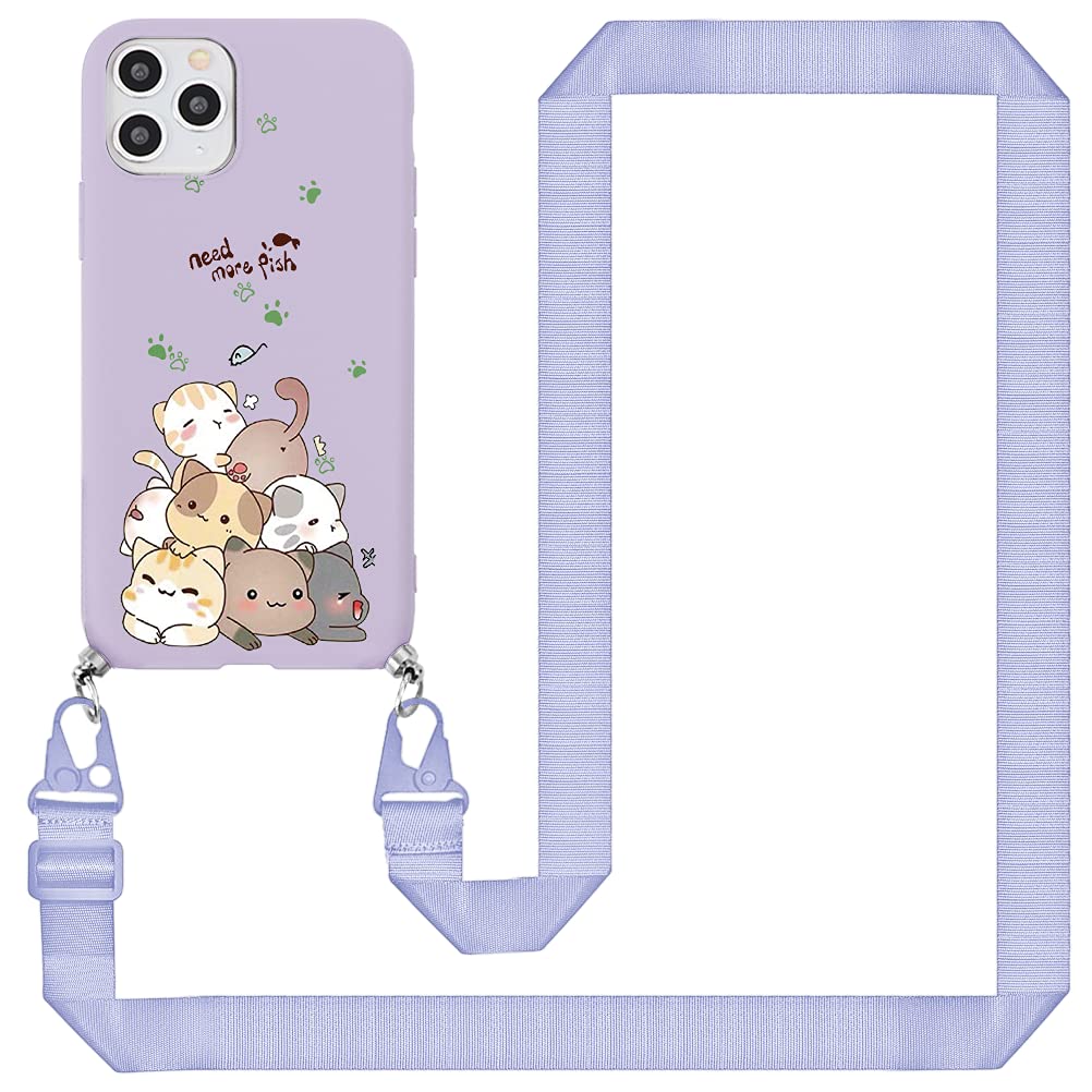 ZhuoFan Silicone Lanyard Case for Xiaomi Poco X3/X3 Pro/X3 NFC（4G） 6.67 inch Crossbody Case Matte TPU Cell Phone Cover with Adjustable Neck Strap Shockproof Case, cute