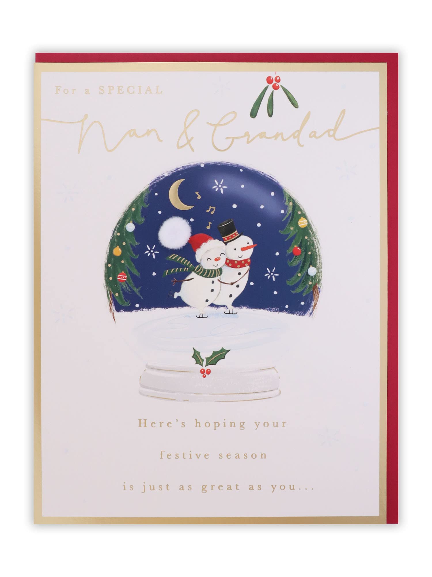 Clintons: Skating Snowmen In Globe Nan & Grandad Christmas Card, Xmas Card Nan & Grandad, Nan and Grandad Xmas Cards, Multi-Colour, 155 x 201, 1170779