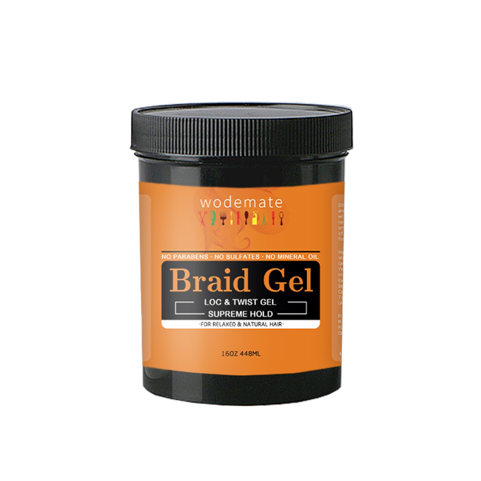 wodemate Braiding Gel | Shining Hair Jam & Edge Control | Extreme Hold, No Flaking & Long Lasting | Neat Braid Gel for Twist, Locs, Box Braids & Cornrows | 16 oz
