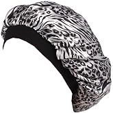 Qhome Luxury Wide Band Satin Bonnet Cap Comfortable Night Sleep Hat Hair Loss Cap