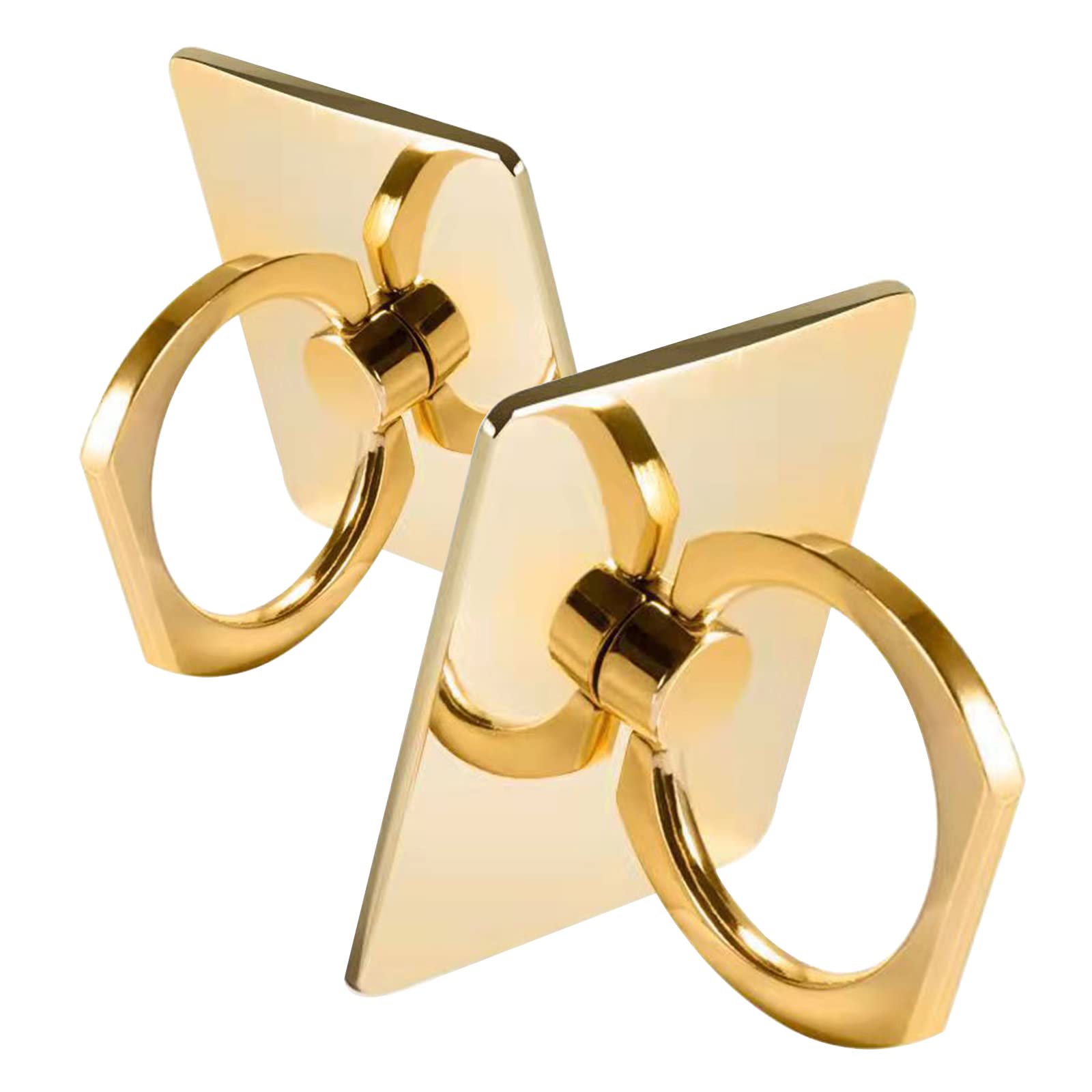 Photo 1 of [2 Pack] Square Sparkling Cell Phone Ring Holder Stand,360 Degree Rotation and 180 DegreeAdjustable Finger Ring Kickstand with Polished Metal Phone Grip (Gold)