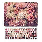 TOP CASE – 2 in 1 Bundle Deal Floral Pattern Rubberized Hard Case + Keyboard Cover Compatible with Apple MacBook Air 11