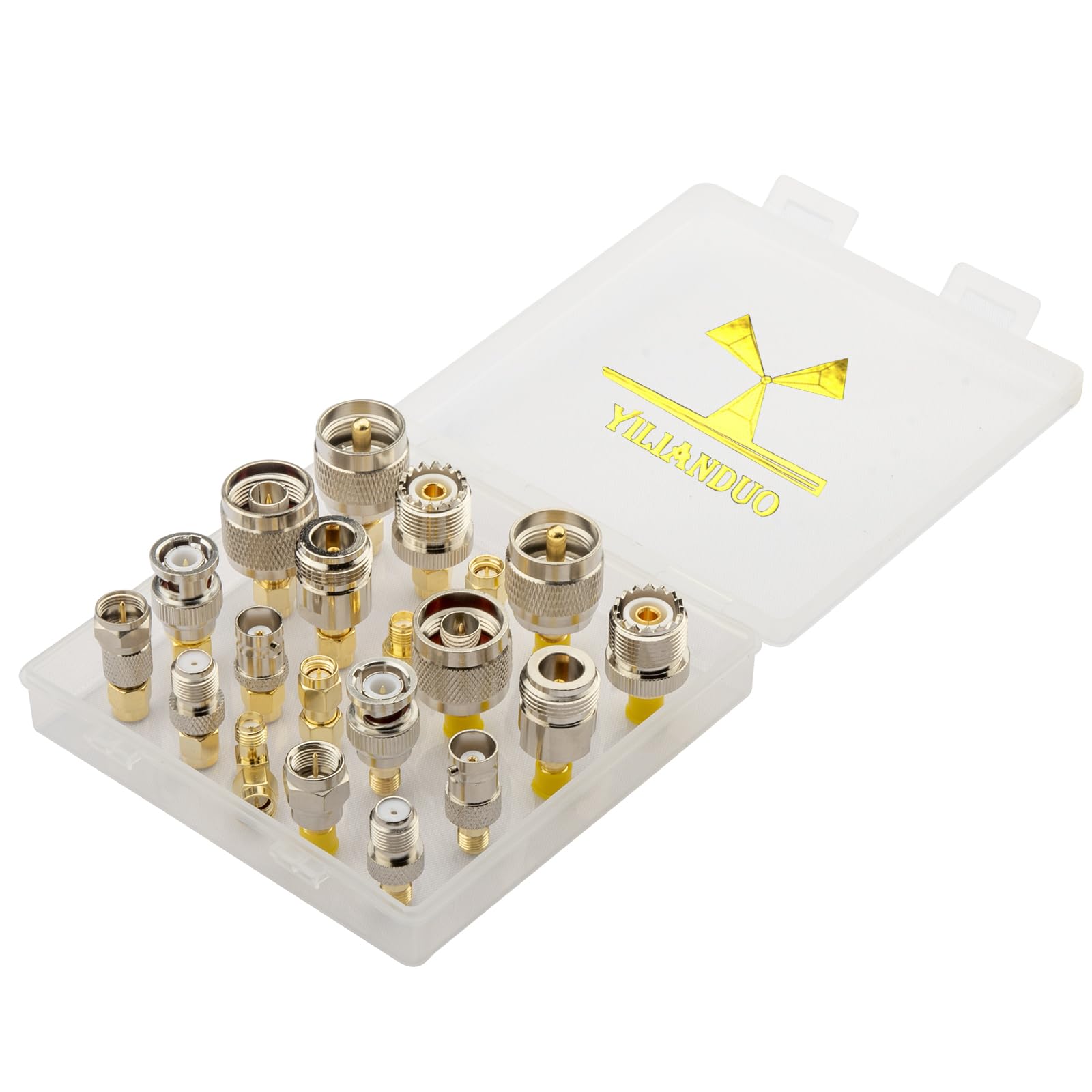 YILIANDUO SMA Adapter Set 20 Type Universal RF Adapter Kit with SMA,UHF, BNC, N-type, F-typ Connector Male to Female Coax Adapters Converter for WiFi Antenna/FPV Drone/Extension Cable