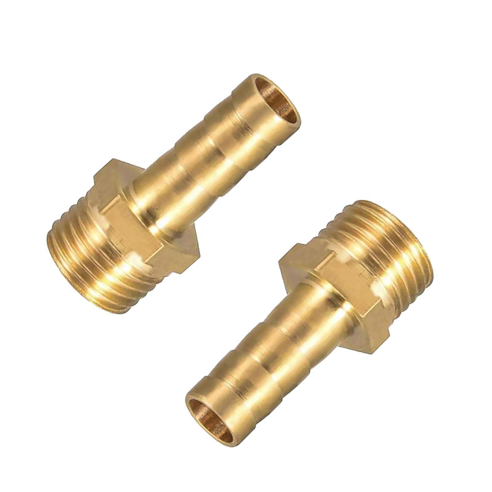 OTOTEC 2 Pcs 3/8inch/10mm Brass Barbed Hose Fitting Coupler Connector with 1/4 Inch Male BSP Thread Pipe Nipple Fitting for Air Water Fuel Oil Gas