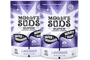 Molly's Suds Super Powder Detergent | Extra Strength Laundry Soap, Stain Fighting | Sensitive Skin | Simple, Effective Ingredients | Lavender, 120 Loads Total (2 Pack)