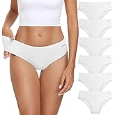 coskefy Women's Underwear Cotton Hipster Panties Low Rise Briefs Soft Strench Breathable Ladies Bikini Underwear 6 Pack