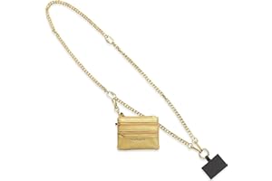 Save the Girls Original Clip and Go Phone Strap (Gold Metal Chain - Gold Pouch) - Crossbody Phone Strap Chain with Zipper Wal