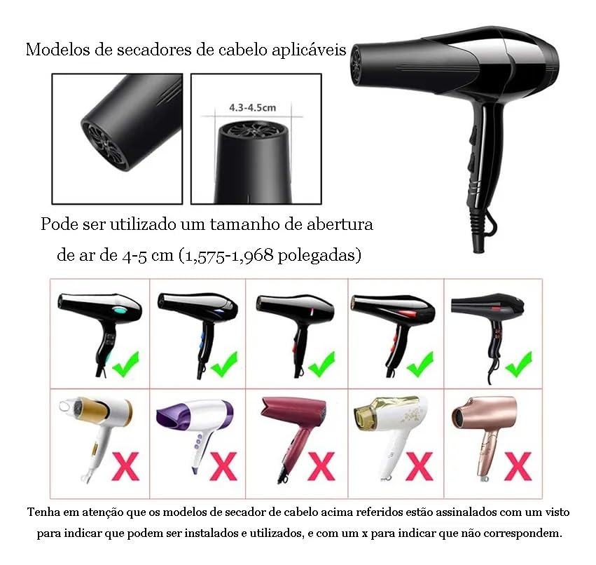 Difusor de Silicone Dobrável Universal para Secador de Cabelo Preto, Portátil e Compacto, Ideal para Viagem, Define Cachos e Distribui o Ar Uniformemente – Qualidade Premium LNSTORE