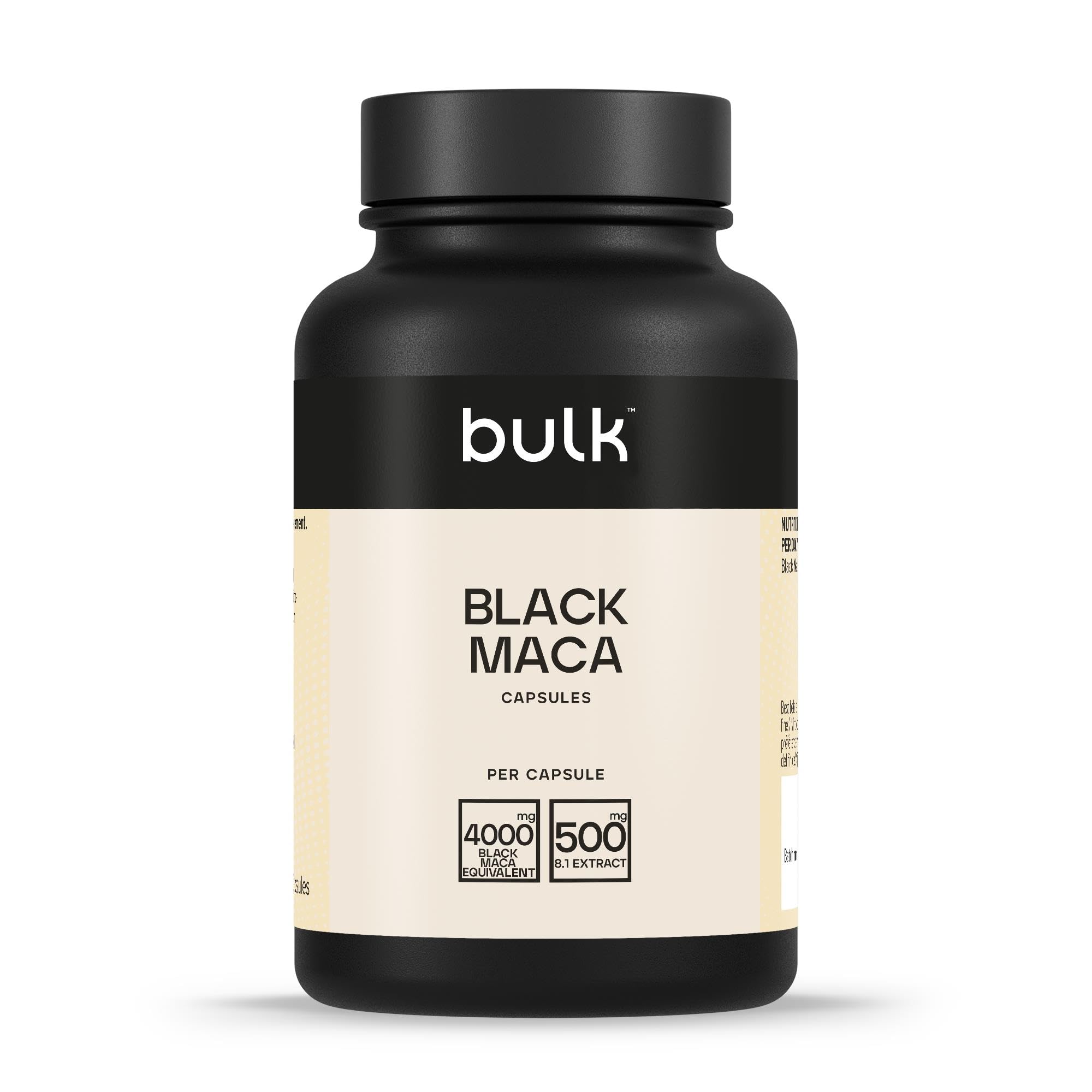 Bulk Black Maca Capsules, 4000 mg, Peruvian Ginseng, Pack of 90, 22 Servings, Packaging May Vary