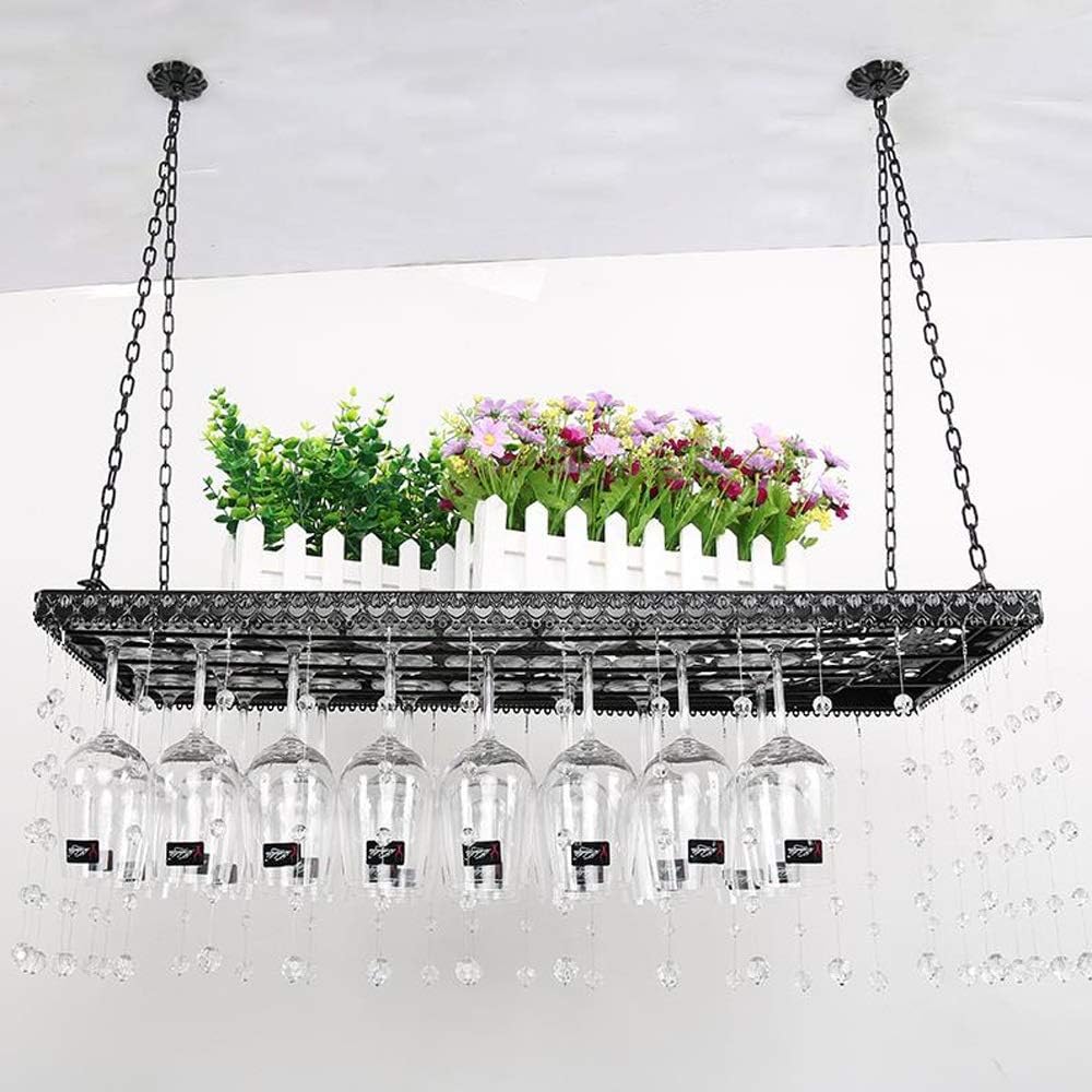 Dsrgwe Wine Rack Stemware Racks Ceiling Mounted Hanging Wine