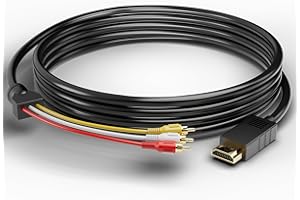 Eanetf HDMI to RCA Cable with Built-in Converter, 1080P HDMI to 3 RCA AV Adapter (Composite Video + Audio), 5ft (1.5m) for Connecting DVD Player, HDTV, PC to Old TV, Projector, Legacy Devices