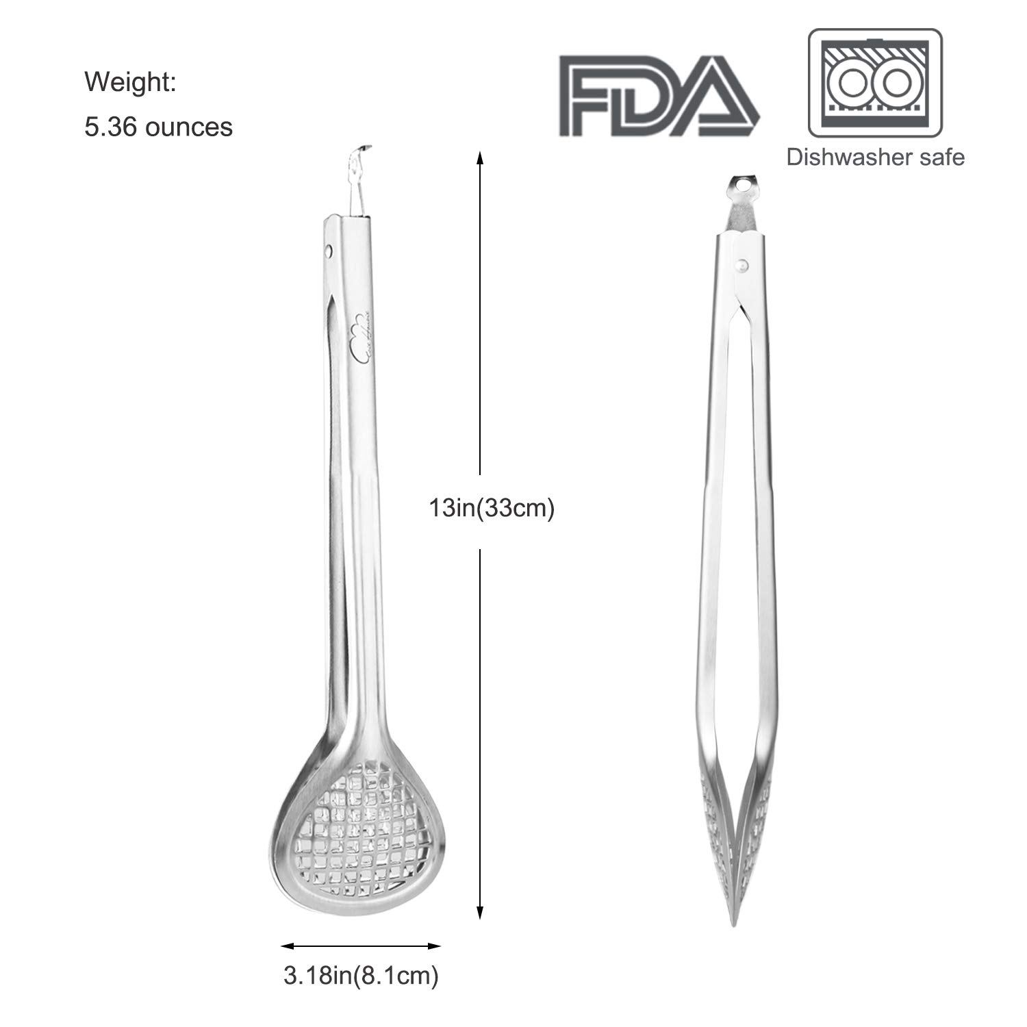 Tongs,Heavy Duty Tongs Stainless Steel Locking Kitchen Tongs,Premium Metal Food Tongs for Cooking Salad Serving Frying Barbeque Grilling, Wide Fry Tongs Set of 2 (12 Inch)