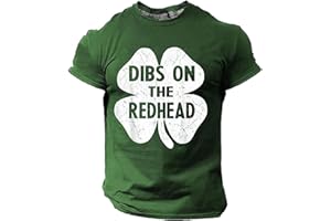 St Patty's Day Shirt Men Dibs on The Redhead Shirt Funny St Paddys Day Drinking Vintage Shamrock Graphic Print Tee