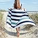 Laguna Beach Textile Co. Striped Cabana Beach Towel - Oversized, Plush 630 GSM Cotton - Midnight Blue & Seafoam Green