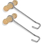 Cipherwest Wood Handle Stainless Steel Boot Hook – Boot Puller for Cowboy, Riding & Work Boots