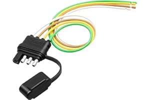 Oyviny Trailer End 4 Pin Trailer Connector 12 Inch, 16AWG Thick Pure Copper 4 Way Flat Trailer Wiring Harness with Dust Cover