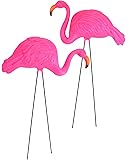 GIFTEXPRESS Pack of 2, 34" Large Bright Pink Flamingo Yard Ornament/ Flamingo Lawn Ornaments/ink Flamingo Garden Yard Stakes/ Adjustable Feet Length and Gesture