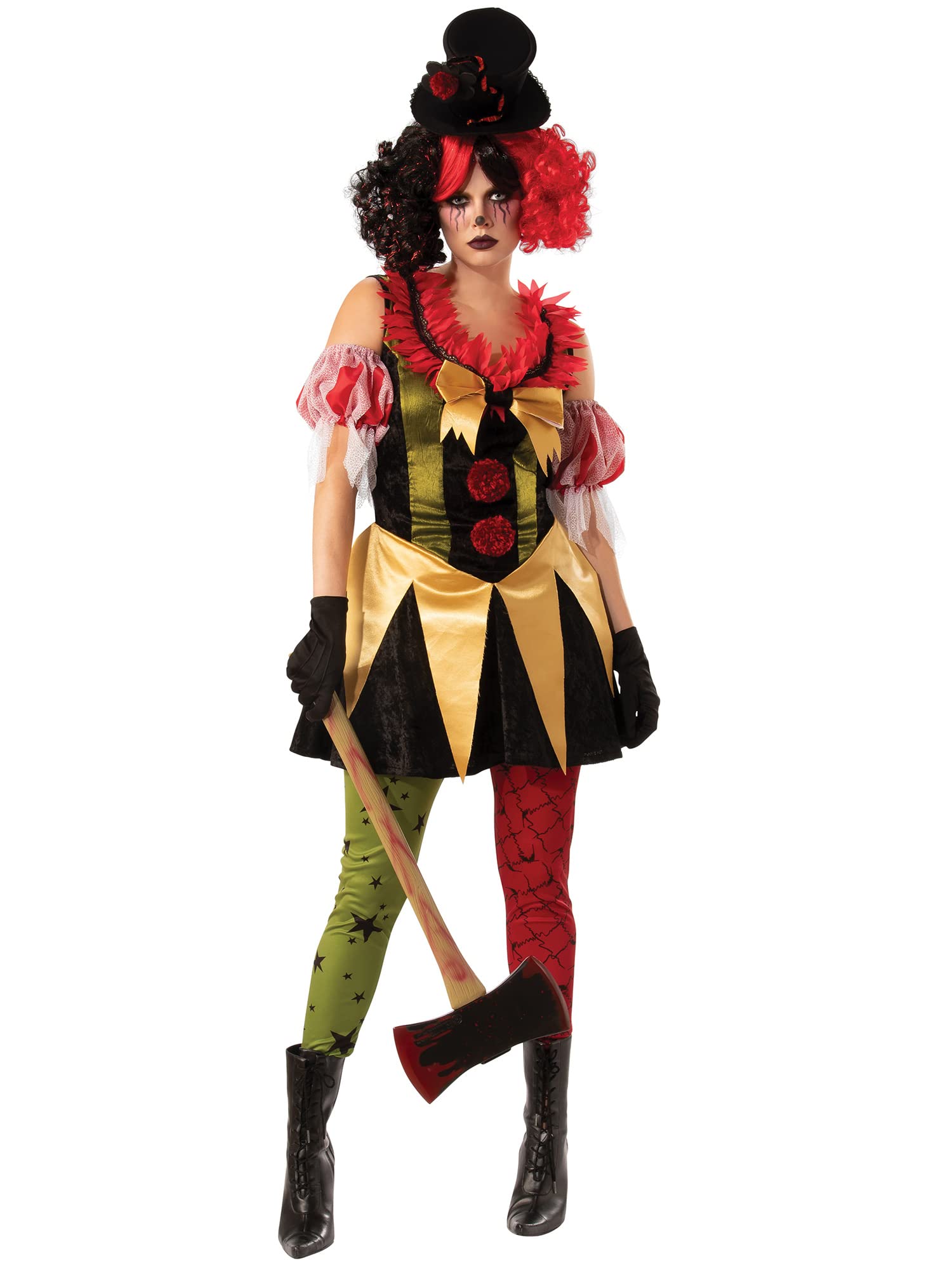 Bristol Novelty 301572M000 Evil Clown Women Costume Adult Fancy Dress, Multicolour Halloween